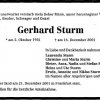 Sturm Gerhard 1931-2001 Todesanzeige